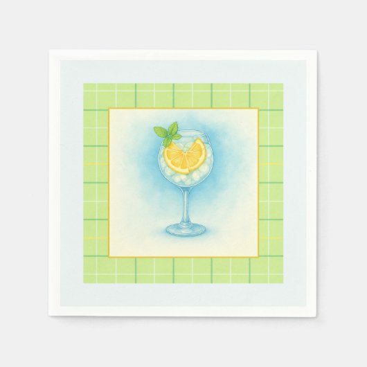 Zitronen-Minze-Küsten-Papier-Servietten Serviette (Vorderseite)