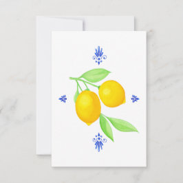 Zitronen mit blauen Schnörkeln Dankeschön-Karte Dankeskarte