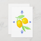 Zitronen mit blauen Schnörkeln Dankeschön-Karte Dankeskarte (Vorne/Hinten)