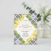 Zitronen mit Foliage Mediterranean Baby Dusche Postkarte (Stehend Vorderseite)