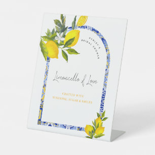 Zitronen-Mittelmeer-Brautparty Limoncello-Wagen Sockelschild