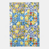 Zitronen, Mittelmeer, Majolika, italienische Kache Geschirrtuch (Vertikal)