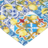 Zitronen, Mittelmeer, Majolika, italienische Kache Tischdecke (Schrägansicht)