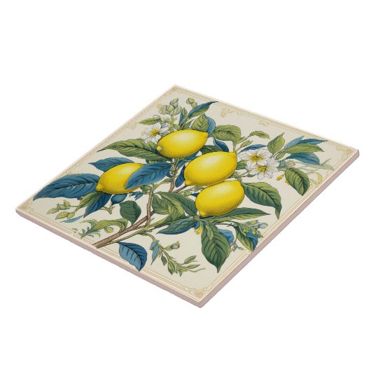 Zitronen Mittelmeer Sommerzitrus Fliese (Seite)