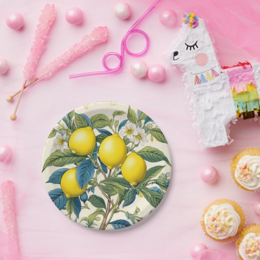 Zitronen Mittelmeer Sommerzitrus Pappteller (Party)