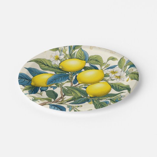 Zitronen Mittelmeer Sommerzitrus Pappteller (Schrägansicht)