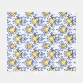 Zitronen-Mittelmeer-Zitrusmuster  Fleecedecke (Vorderseite (Horizontal))