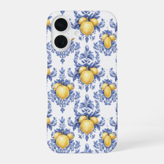 Zitronen-Mittelmeer-Zitrusmuster iPhone 16 Hülle (Rückseite)