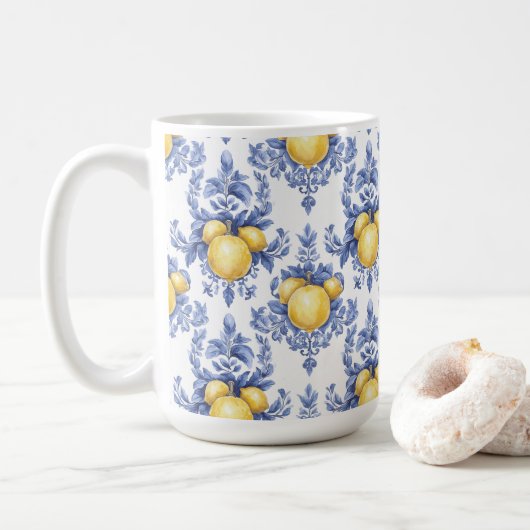 Zitronen-Mittelmeer-Zitrusmuster  Kaffeetasse (Mit Donut)