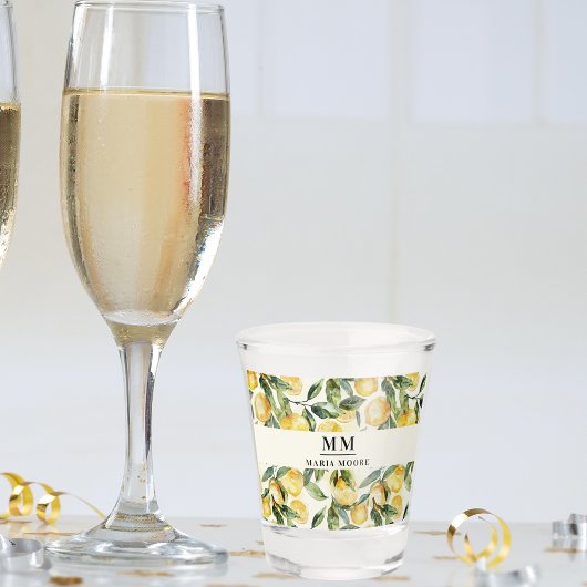 Zitronen Monogramm Initialen Name Schnapsglas