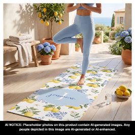Zitronen-Monogramm-Name Französisches Landfliesen- Yogamatte