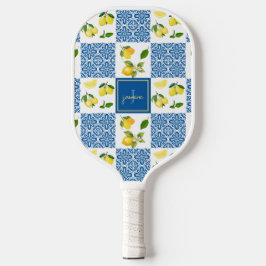 Zitronen-Monogramm-Name Französisches Landfliesenm Pickleball Schläger