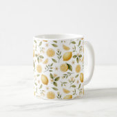 Zitronen- Muster- Aquarell Kaffeetasse (VorderseiteRechts)
