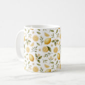 Zitronen- Muster- Aquarell Kaffeetasse (Vorderseite Links)