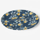 Zitronen-Muster im französischen Landhausstil  Pappteller (Schrägansicht)