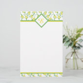 Zitronen Muster Monogramm Briefpapier (Stehend Vorderseite)