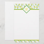 Zitronen Muster Monogramm Briefpapier (Vorne/Hinten)