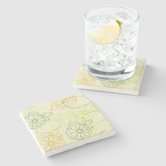 Zitronen-Muster Steinuntersetzer (Seitenansicht)