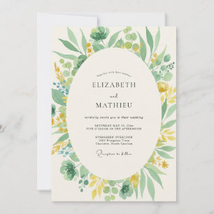 Zitronen-Oliven-Laub-Eukalyptus-Hochzeit Einladung