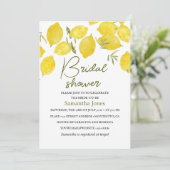 Zitronen Olivenzweig Gelb Rustikales Brautparty Einladung (Stehend Vorderseite)