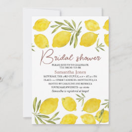 Zitronen Olivenzweig Gelb Rustikales Brautparty Einladung