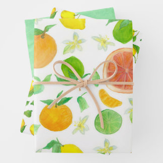 Zitronen Orange Grapefruit Zitrone Grün  Geschenkpapier Set