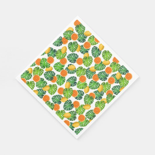Zitronen-Orangen-Monstera Serviette (Ecke)