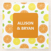 Zitronen, Orangen und Trauben Personalisiert Glasuntersetzer (Vorderseite)