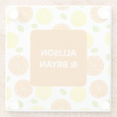 Zitronen, Orangen und Trauben Personalisiert Glasuntersetzer (Rückseite)