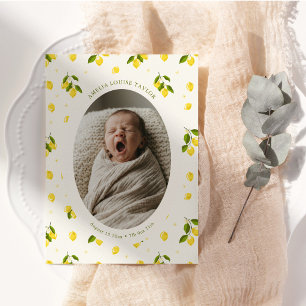 Zitronen-Oval-Foto Neugeborenes Baby-Geburtsstatis Ankündigung