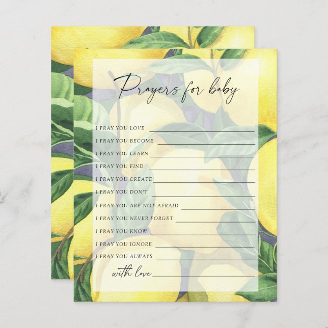 Zitronen - Party | Gebete für Babyspiel (Vorne/Hinten)