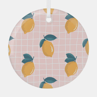 Zitronen, retro Geometrie, sommerliches nahtloses Ornament Aus Glas