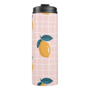 Zitronen, retro Geometrie, sommerliches nahtloses  Thermosbecher