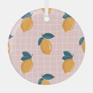 Zitronen, Retrogeometrie, nahtloses Sommermuster. Ornament Aus Glas
