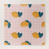 Zitronen, Retrogeometrie, nahtloses Sommermuster. Puzzle (Horizontal)