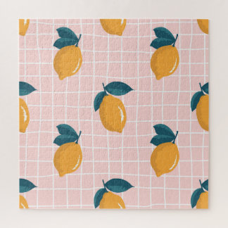 Zitronen, Retrogeometrie, nahtloses Sommermuster. Puzzle