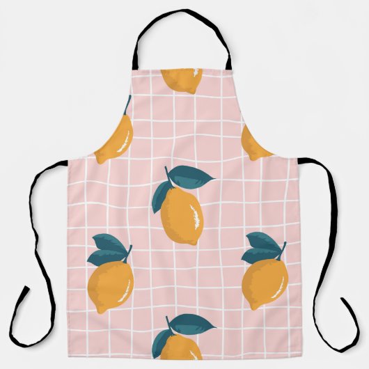 Zitronen, Retrogeometrie, nahtloses Sommermuster. Schürze (Vorderseite)