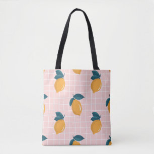 Zitronen, Retrogeometrie, nahtloses Sommermuster. Tasche