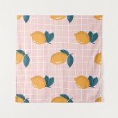 Zitronen, Retrogeometrie, nahtloses Sommermuster. Wandteppich (Vorderseite (Horizontal))