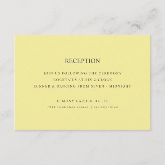 Zitronen | REZEPTION DER Yellow Chic WEDDING Begleitkarte (Vorderseite)