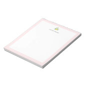 Zitronen-Rosa-Gingham-Rand personalisiert Notizblock (Rotiert)