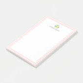 Zitronen-Rosa-Gingham-Rand personalisiert Post-it Klebezettel (angewinkelt)