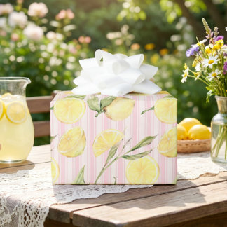 Zitronen-Rosa-Streifen-Geschenkpapier Geschenkpapier