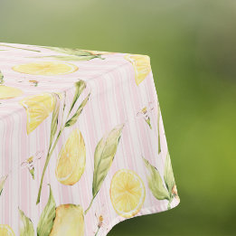Zitronen-Rosa-Streifen-Sommer Tischdecke
