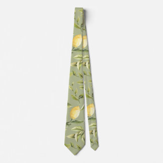 Zitronen | Sage Green | Wasserfarbenes botanisches Krawatte