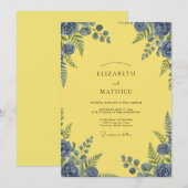 Zitronen-Schiefer-Blüten-Hochzeit Einladung (Vorne/Hinten)