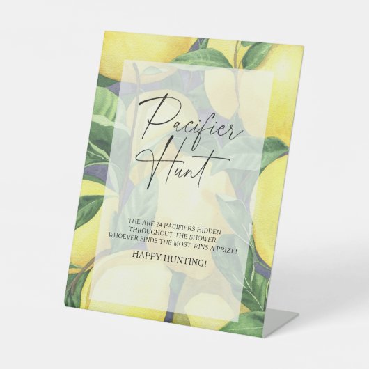 Zitronen - Schnuller jagen Kinderduschenspiel Sockelschild (Vorderseite)