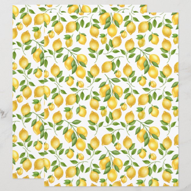 Zitronen Scrapbook Papier (Vorne/Hinten)