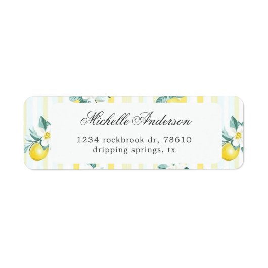 Zitronen Shabby Chic Vintage Blumen Rücksendeadres (Vorne)