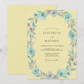 Zitronen-Silber-Kranz-Hochzeit Einladung (Vorne/Hinten)